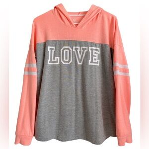 Xersion Hoodie Girl’s 20 PLUS Pullover Gray Neon Orange